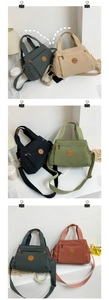Close-up of nylon fabric textures and durable multi-color options for this handbag