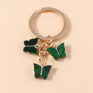 Green acrylic butterfly keychain with gold ring for handbags and backpacks decor