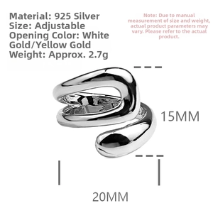 Detailed technical diagram showing 925 sterling silver drop ring dimensions and colors