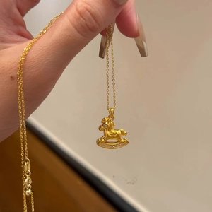 Collana Con Ciondolo Cavallo A Dondolo In Rame Placcato Oro Con Zirconi Scintillanti Gioielli Eleganti Catena Da Clavicola