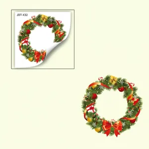 Tableau des tailles pour autocollant de Noël indiquant les dimensions en pouces et cm