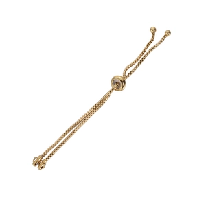 Adjustable golden stainless steel box chain bolo bracelet with round slider beads