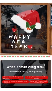 Détail du matériau PVC électrostatique sans colle pour décoration festive de vitres
