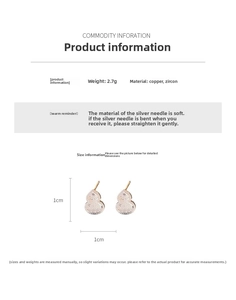 Detailed product dimensions and material specs for gourd-shaped 18k gold-plated earrings