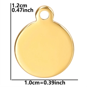 Detailed view of 1.2cm round 18k gold plated stainless steel disc pendant dimensions