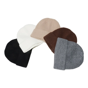 Autumn winter striped knit beanie hats in five assorted colors for cold weather
