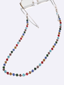 Detail of 10mm colorful crystal beads eyewear chain with anti-slip rubber loops