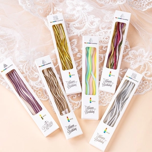 Spiral Wavy Birthday Cake Candles Metallic Paraffin Wax Creative Curved Thread Dessert Decoration For Party Celebration