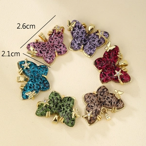 Colorful butterfly pendants with leopard print texture and gold star details, 6-piece set