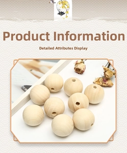 Polished natural wood beads with pre-drilled holes for DIY jewelry and crafts