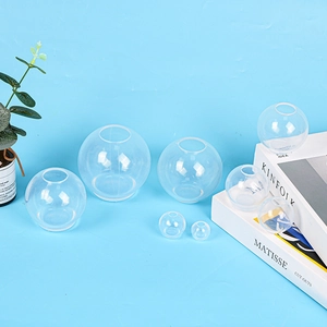 Macro view of transparent sphere silicone molds in seven sizes for DIY resin crafts