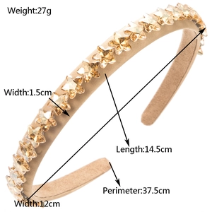 Cerchietto con stelle di cristallo beige con strass ambrati e larghezza di 1,5 cm