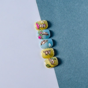 5D cartoon sloth nail art stickers set with floral patterns for DIY nail decorations