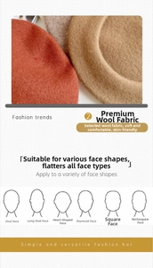 Detail of soft wool beret fabric showing texture suitable for all six face shapes