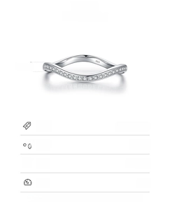 Detailed view of S925 sterling silver wave ring with micropavé zircon setting