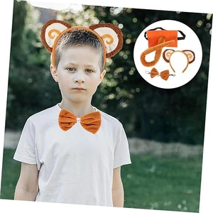 Three-piece monkey costume set featuring plush ears headband, bow tie, and long tail