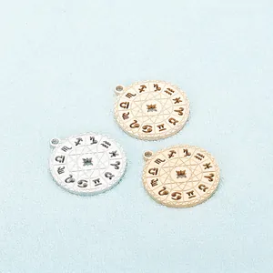 Three-color zodiac star chart pendants in gold, silver, and rose gold with star cutouts