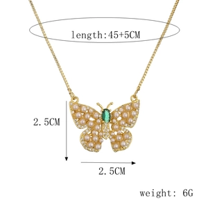 Detailed size map of butterfly necklace showing 45+5cm length and 2.5cm pendant size