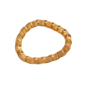 Fashionable twisted gold titanium steel bangle with elegant textured wavy braided design