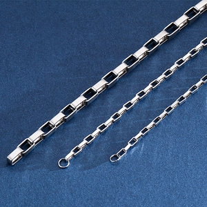 Bracciale A Catena Box In Acciaio Inossidabile Lucidato Geometrico Trendy Minimalista Gioielli A Mano Per Uomini Donne