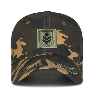Woodland camouflage baseball cap with military embroidery and adjustable cotton strap