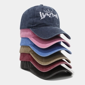 Cappelli da baseball in cotone lavato vintage con ricamo montagna multicolore