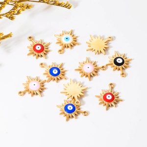 Goldene Teufelsauge-Sonnenanhänger in verschiedenen Emaille-Farben für DIY-Schmuck