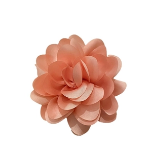 Exquisite silk flower choker necklace with multi-layer petals in soft coral pink fabric