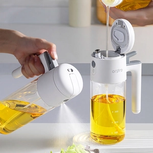 Vaporisateur Et Distributeur D'huile En Verre Borosilicaté Double Fonction Cuisine Cuisson Brouillard Bouchon Automatique