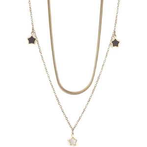 Collier double rang en acier titane avec chaîne serpent et pendentif étoile