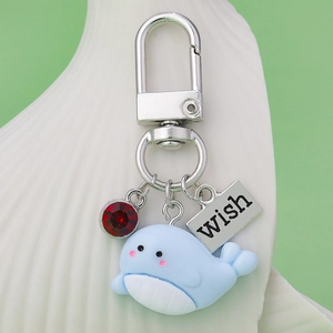 Keychain Cartoon Animal Bag Charm Alloy Metal Resin Rhinestone Letter Plate Pendant For Backpack Handbag Accessories