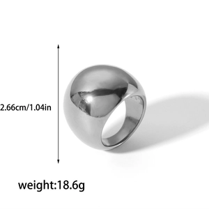 Detail view of 18K gold-plated stainless steel spiral ring with size and weight specs