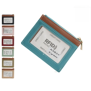 Slim RFID blocking credit card holder with zipper pocket and multiple color options