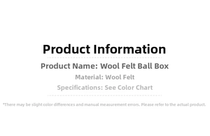 Detailed text overview for boxed wool felt Christmas balls decoration and material specs