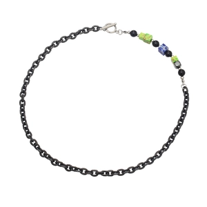 Hip Hop Splicing Halskette Edelstahl Mit Bunten Quadratischen Perlen OT-Verschluss Streetwear Schmuck Herren Damen