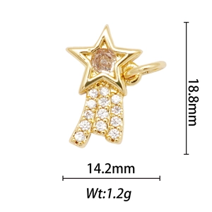 Star shaped 18k gold plated pendant with central brown stone and cubic zirconia details