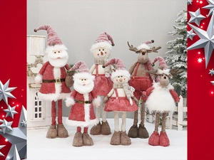 Detailed view of telescopic Christmas dolls including Santa, Snowman and Reindeer figurines
