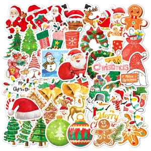 Detailed view of assorted Christmas stickers featuring holographic laser patterns for gifts