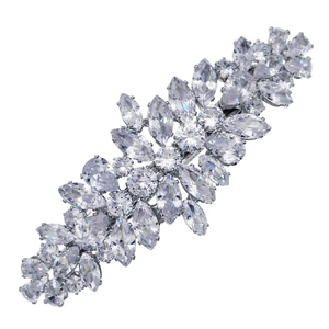 Barrette à cheveux élégante en argent avec zircon en forme de feuille pour femme