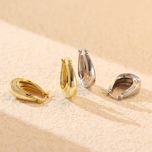 Klassische dreilagige Creolen aus S925 Sterlingsilber und Gold für Damen im Set