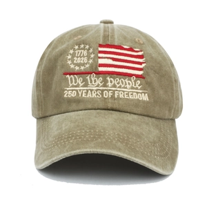 Distressed cotton baseball cap with USA 250th anniversary embroidery on front