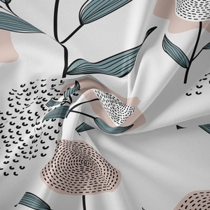Detailed macro view of bohemian floral print fabric with soft folds and elegant texture