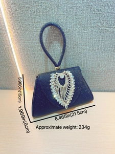 Navy blue rhinestone evening handbag with sparkling glitter for formal banquet events