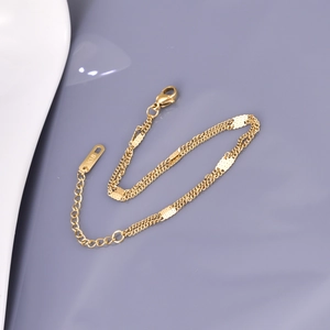 Minimalist Titanium Steel Double Layer Chain Bracelet For Women 18K Gold Plated Fresh Sweet Heart Adjustable Jewelry