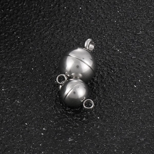 Polished stainless steel spherical magnetic clasps for DIY jewelry making