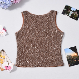 Débardeur à paillettes bronze étincelant avec finition métallique pour soirées festives