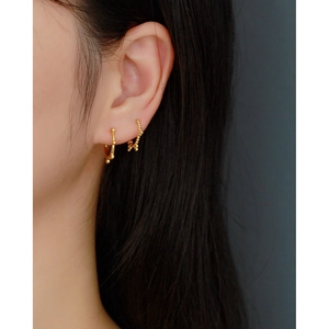 Elegant gold S925 sterling silver hoop earrings set featuring a classic cross charm