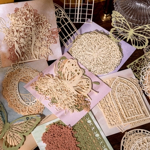 Vintage lace paper set with hollow butterfly and floral patterns for DIY scrapbooking decoration