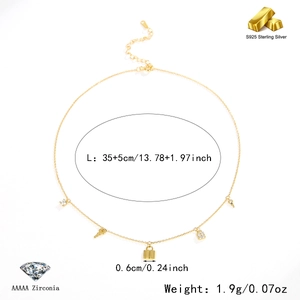 Detail of S925 sterling silver necklace showing dimensions and technical specifications