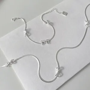 Parure de bijoux élégante en argent sterling 925 avec nœuds et chaîne serpent
